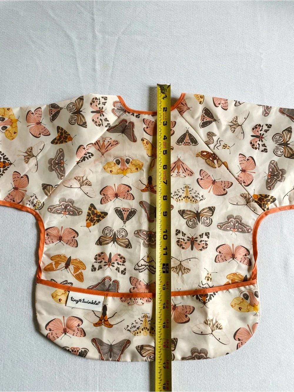 TINY TWINKLE Tiny Twinkle Mess Long Sleeve Bib Apron Art Food Butterfly Moth